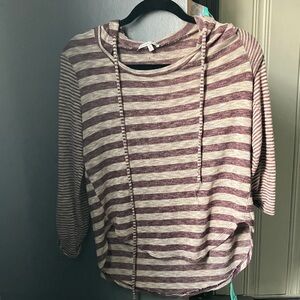Charlotte Russe Maroon and Cream Striped Top